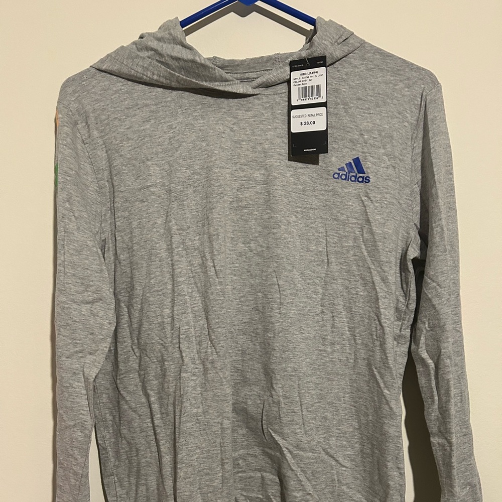 Boys, Adidas, long sleeve hooded shirt size large
